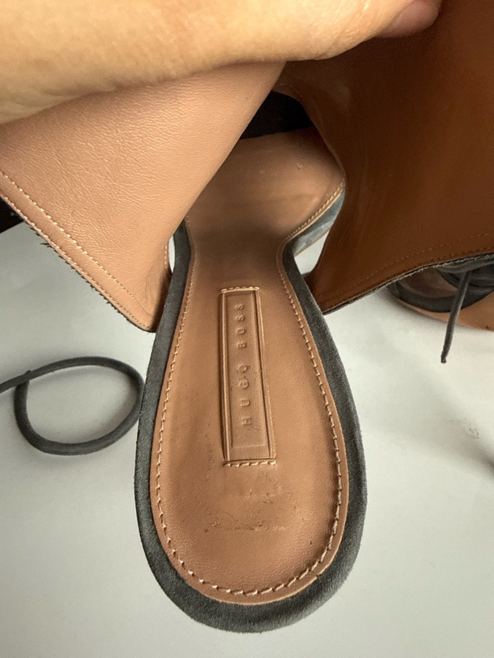 Hugo Boss Women’s Grey Suede Peep-Toe Lace-Back Heels in size EUR 38 /24 cm - Picture 6 of 8